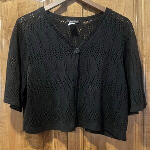 Intriguing Threads Women‎ Black Short Sweater Cardigan Short Sleeve Vest 2x